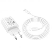 Зарядно устройство HOCO N60 220V 20W / Type C to Type C - бял