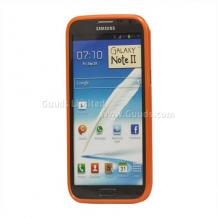 Силиконов калъф ТПУ за Samsung Galaxy Note II/2 N7100 - оранжев с бели точки