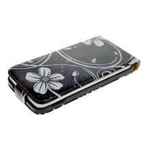 Кожен калъф Flip тефтер за HTC Desire 616 - черен / Flowers
