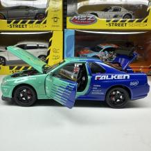 Метална кола с отварящи се врати, светлини и звуци Nissan Skyline GT-R 1:24