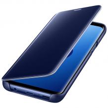 Луксозен калъф Clear View Cover с твърд гръб за Samsung Galaxy S7 Edge G935 - син