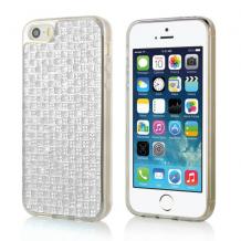 Силиконов калъф / гръб / TPU за Apple iPhone 6 4.7'' - сребрист с камъни