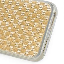 Силиконов калъф / гръб / TPU за Apple iPhone 6 4.7'' - златист с камъни