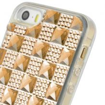 Силиконов калъф / гръб / TPU за Apple iPhone 6 4.7'' - златен с камъни