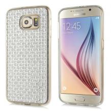 Силиконов калъф / гръб / TPU за Samsung Galaxy S6 G920 - сребрист с камъни