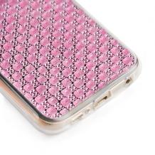 Силиконов калъф / гръб / TPU за Samsung Galaxy S6 G920 - розов с камъни