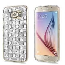 Силиконов калъф / гръб / TPU за Samsung Galaxy S6 G920 - сребрист с камъни / Big Diamond
