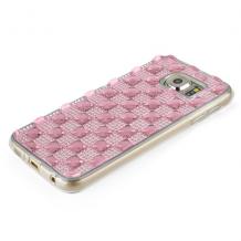 Силиконов калъф / гръб / TPU за Samsung Galaxy S6 G920 - розов с камъни / Big Diamond