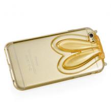 Силиконов калъф / гръб / TPU 3D Rabbit за Apple iPhone 5 / iPhone 5S - златен