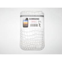 Кожен калъф с издърпване за Samsung Galaxy Y S5360  - Croko / бял