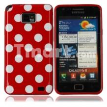 Силиконов гръб / калъф / ТПУ за Samsung Galaxy S2 i9100 / Samsung SII Plus i9105 - червен с бели точки