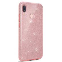 Силиконов калъф / гръб / TPU за Huawei P Smart 2019 - розов / брокат