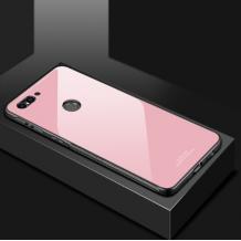 Луксозен стъклен твърд гръб за Huawei P Smart - розов