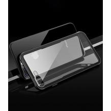 Луксозен стъклен твърд гръб за Apple iPhone 7 Plus / iPhone 8 Plus - прозрачен / черен кант