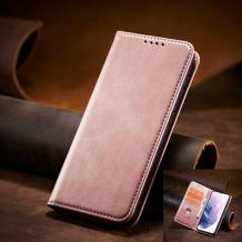 Кожен калъф Flip тефтер Magnetic Book със стойка за Xiaomi Redmi Note 14 Pro - розов