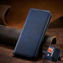 Кожен калъф Flip тефтер Magnetic Book със стойка за Xiaomi Redmi Note 14 5G - тъмно син