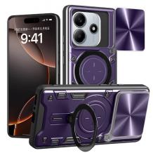 Удароустойчив гръб TPU кейс Slide Camera Case Magnetic Finger Ring Car Holder за Xiaomi Redmi Note 14 5G - лилав