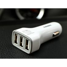 Универсално зарядно за кола REMAX Triple USB 3.6A Car Charger / Input: DC 12-24V / Output: USB1: 5V-1.2A; USB2: 5V-2.4A; USB3-2.4A - бял