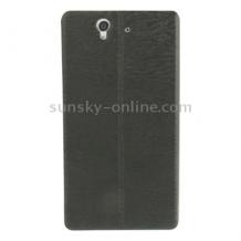 Ултра тънък кожен калъф Flip тефтер със стойка за Sony Xperia Z Lt36h - черен