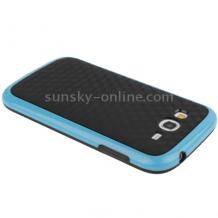 Силиконов калъф / гръб / ТПУ за Samsung Galaxy Grand I9080 / I9082 / Grand Neo i9060 - Cube Texture / черен със син кант