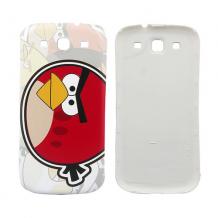 Оригинален заден предпазен капак за Samsung Galaxy S3 I9300 / SIII I9300 - Angry birds / бял с червено