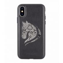 Луксозен твърд гръб със силиконова кант за Apple iPhone X - Santa Barbara Polo Club / Black / Horse