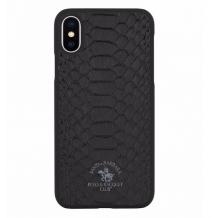 Луксозен твърд гръб със силиконова кант за Apple iPhone X - Santa Barbara Polo Club / Black Snake