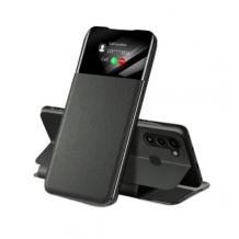 Луксозен кожен калъф Smart View Cover за Samsung Galaxy A03 - черен