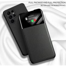 Луксозен кожен калъф Smart View Cover за Samsung Galaxy A03 - черен