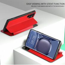 Луксозен кожен калъф Smart View Cover за Samsung Galaxy A03 - червен