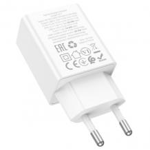 Универсално зарядно устройство / адаптер / HOCO N71 Nuevo PD30W+QC3.0 / Dual Port Charger / USB & Type C - бяло