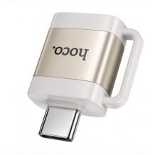 Адаптер за транфер на данни Hoco UA31C OTG от USB-C към USB-A - бяло със златисто