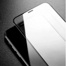 5D full cover Tempered glass Full Glue screen protector Samsung S26 FE / Извит стъклен скрийн протектор с лепило от вътрешната страна за Samsung S26 FE - черен кант