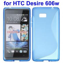 Силиконов калъф / гръб / TPU S-Line за HTC Desire 600 / 606W - син / прозрачен