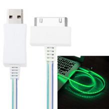 USB кабел за Apple iPhone 4 / iPhone 4S - светещ / зелен