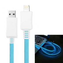 USB кабел за Apple iPhone 5 / iPhone 5S / iPhone 5C / iPhone 6 - светещ / син