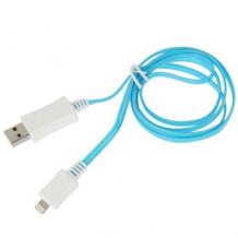 USB кабел за Apple iPhone 5 / iPhone 5S / iPhone 5C / iPhone 6 - светещ / син
