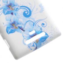 Силиконов калъф / гръб / TPU за Nokia Lumia 925 - сини цветя