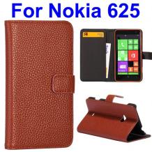 Кожен калъф Flip тефтер със стойка за Nokia Lumia 625 - кафяв