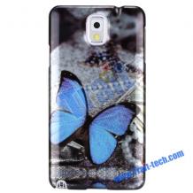 Заден предпазен твърд гръб / капак / за Samsung Galaxy Note 3 N9000 N9005 - 2D / синя пеперуда