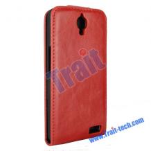 Кожен калъф Flip тефтер за Alcatel One Touch Idol X OT-6040 - червен