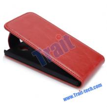 Кожен калъф Flip тефтер за Alcatel One Touch Idol X OT-6040 - червен