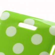 Силиконов калъф / гръб / TPU за Sony Xperia L S36h - зелен с бели точки