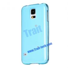Силиконов калъф / гръб / TPU за Samsung G900 Galaxy S5 - син / гланц