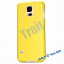 Ултра тънък заден предпазен твърд гръб / капак / за Samsung G900 Galaxy S5 - жълт / мат