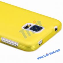 Ултра тънък заден предпазен твърд гръб / капак / за Samsung G900 Galaxy S5 - жълт / мат