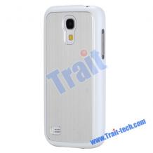 Луксозен предпазен твърд гръб за Samsung Galaxy S4 S IV mini I9190 I9195 I9192 - бял / метален
