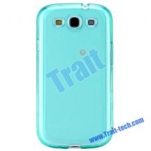 Силиконов калъф / гръб / TPU за Samsung Galaxy S3 i9300 / SIII i9300 - син / прозрачен