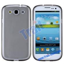 Силиконов калъф / гръб / TPU за Samsung Galaxy S3 i9300 / SIII i9300 - сив / прозрачен