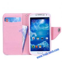 Луксозен кожен калъф Flip тефтер COOL за Samsung Galaxy S4 I9500 / Galaxy S4 i9505 - червено и розово